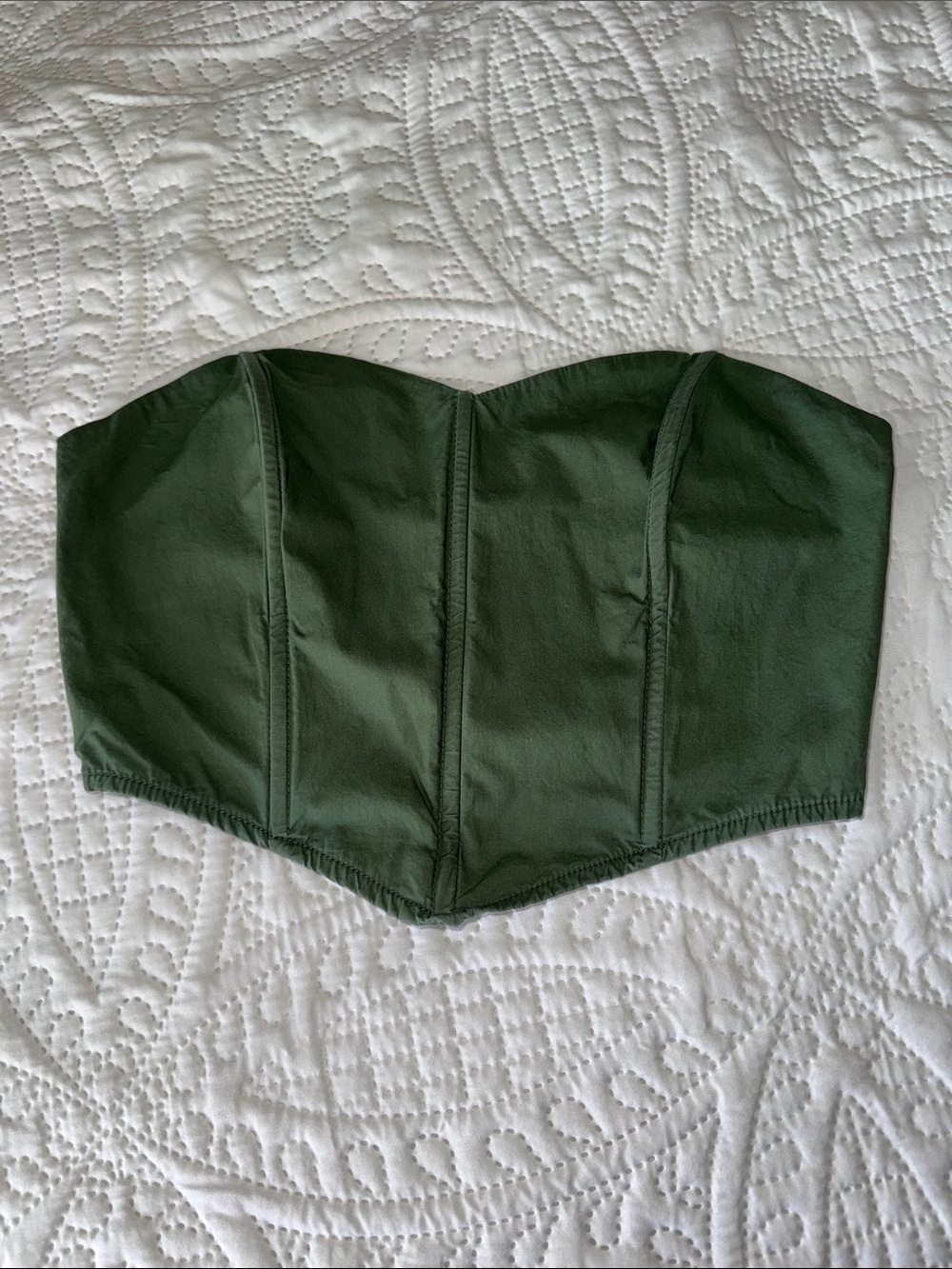 La Hearts Olive Green Strapless Corset Top